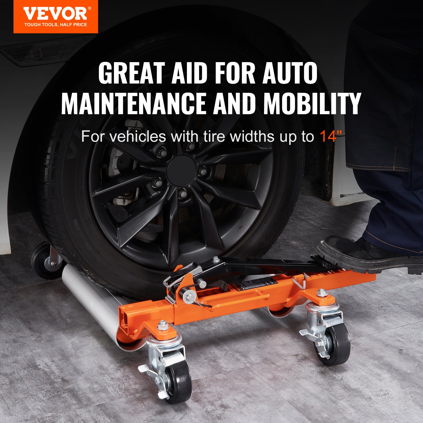 VEVOR Wheel Dolly, 1 Piece Wheel Dolly Car Skate Manual - Image 2