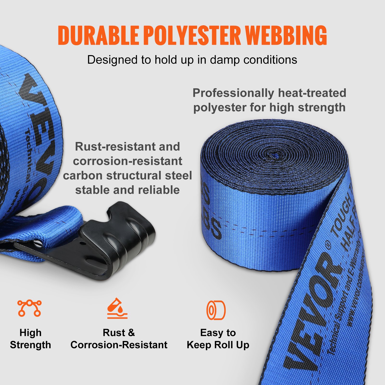 VEVOR Winch Straps, 4" x 30', 6000, lbs Load Capacity Blue (10 Pack) Manual - Image 3