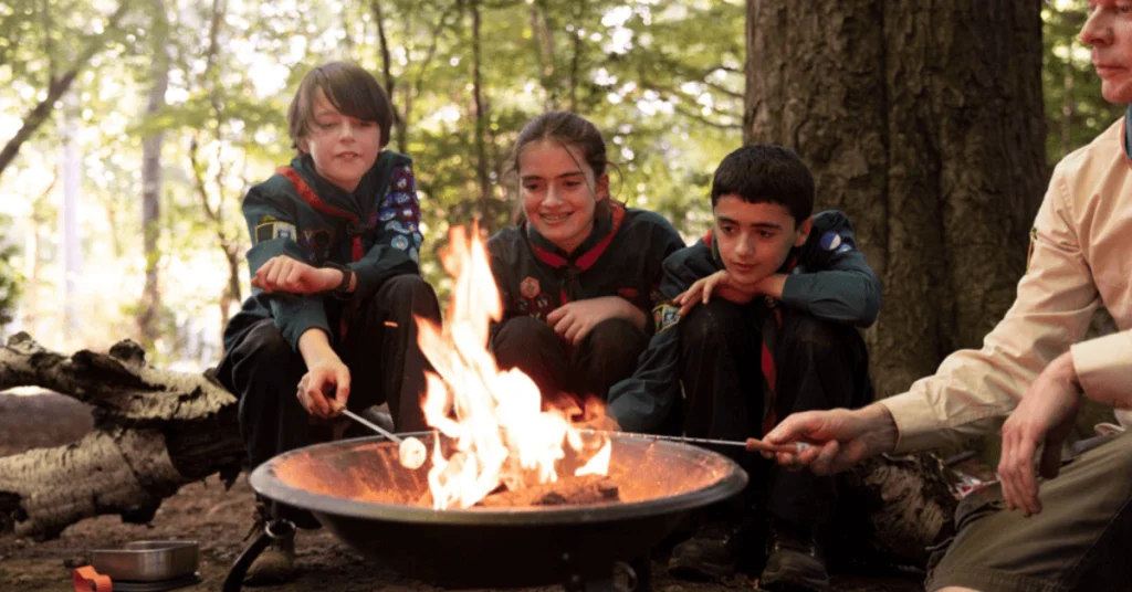 Grilling over a campfire
