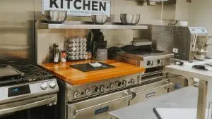 Stove and kitchen appliances.