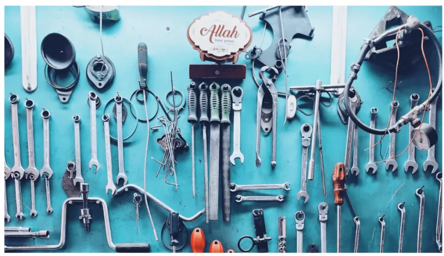 Tools hung on wall