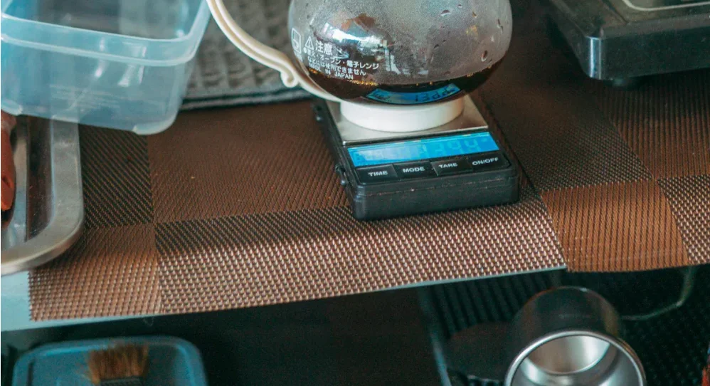 pot being weighed