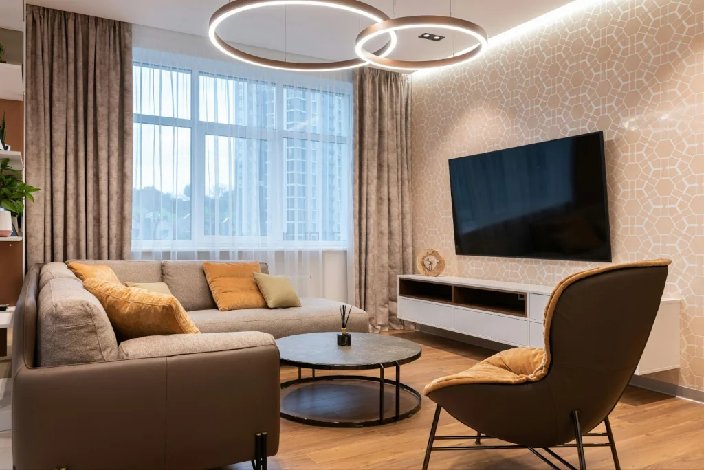 Floating TV stands in living room