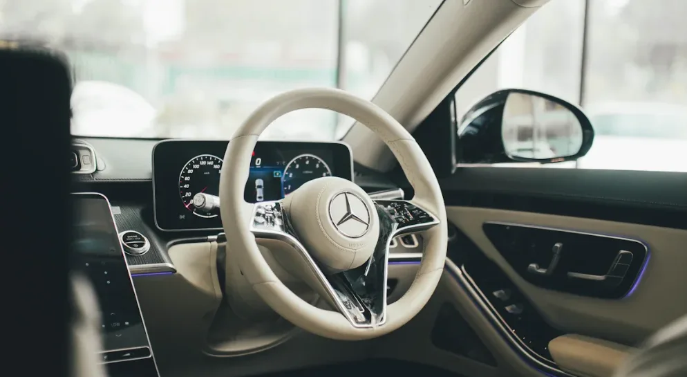The interior of a Mercedes