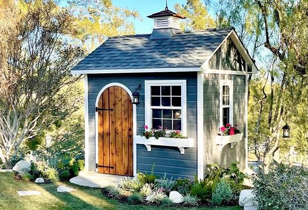 Blue outdoor shed