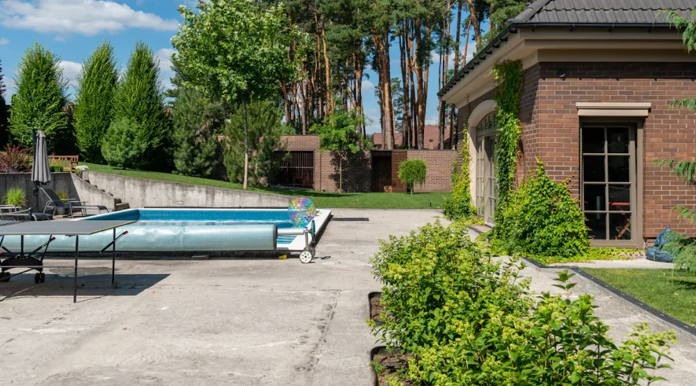 Concrete patio backyard