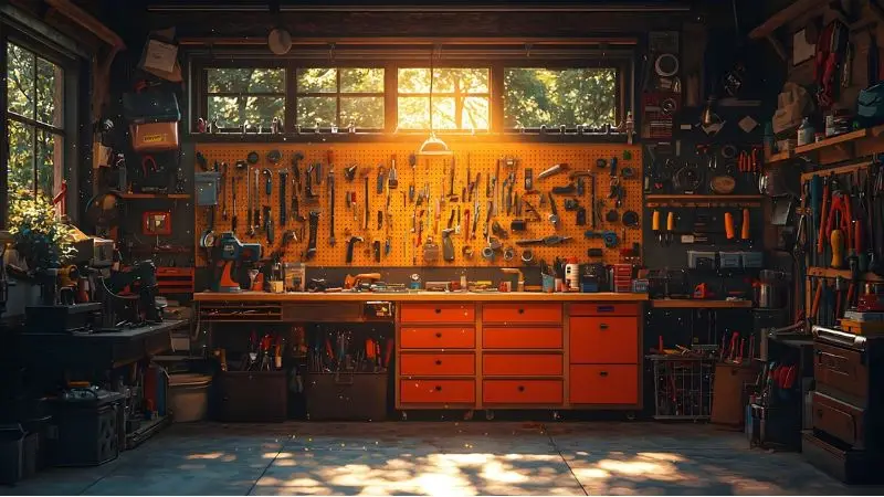 Modular and adjustable garage workbench ideas