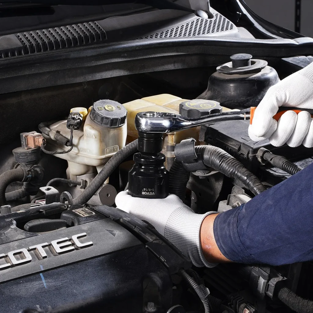 Using a ¾ inch impact socket