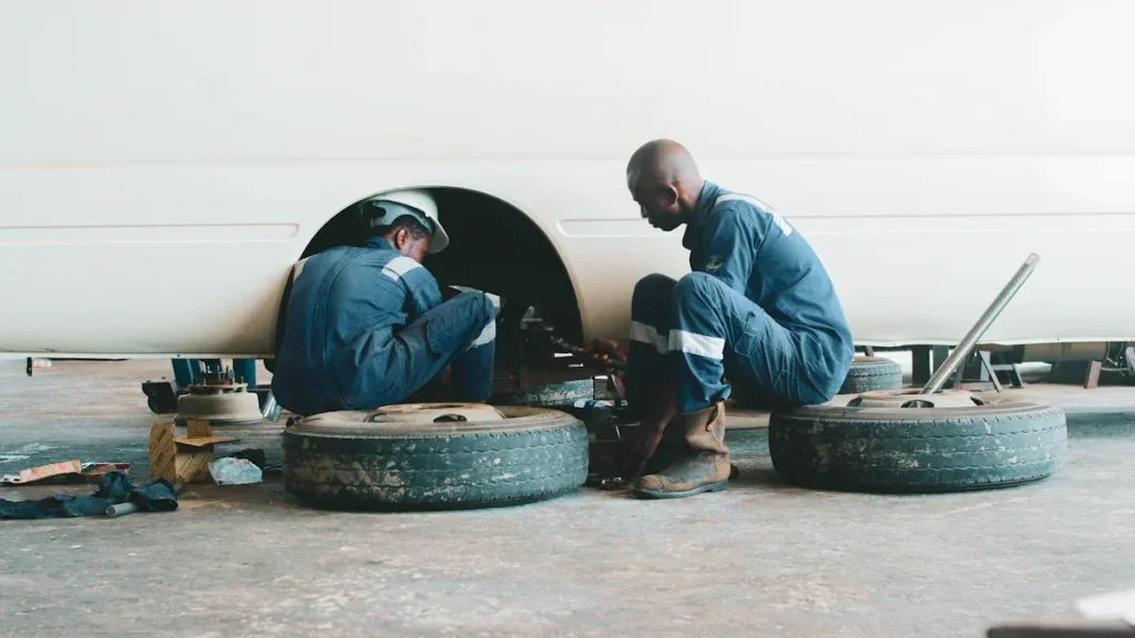 professionals replacing tires.