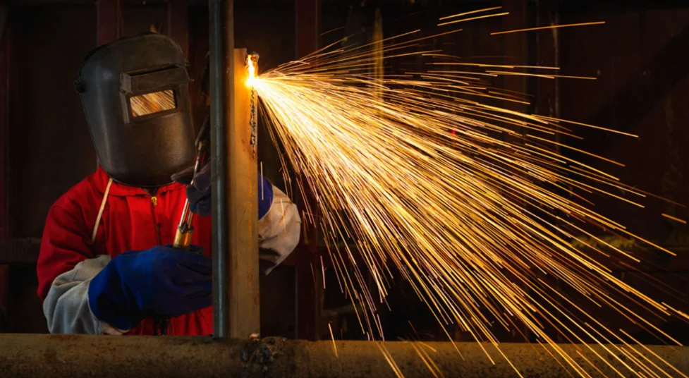 Sparks flying as a welder operates