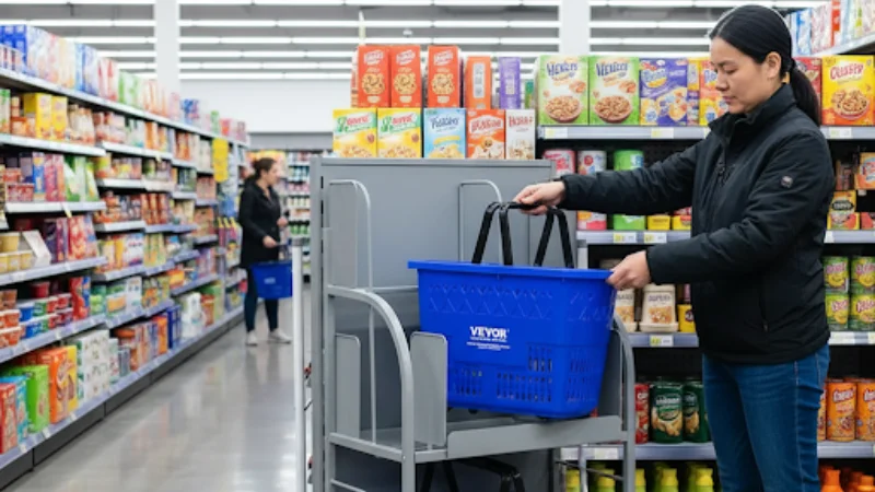 plastic rolling cart used in shopping malls