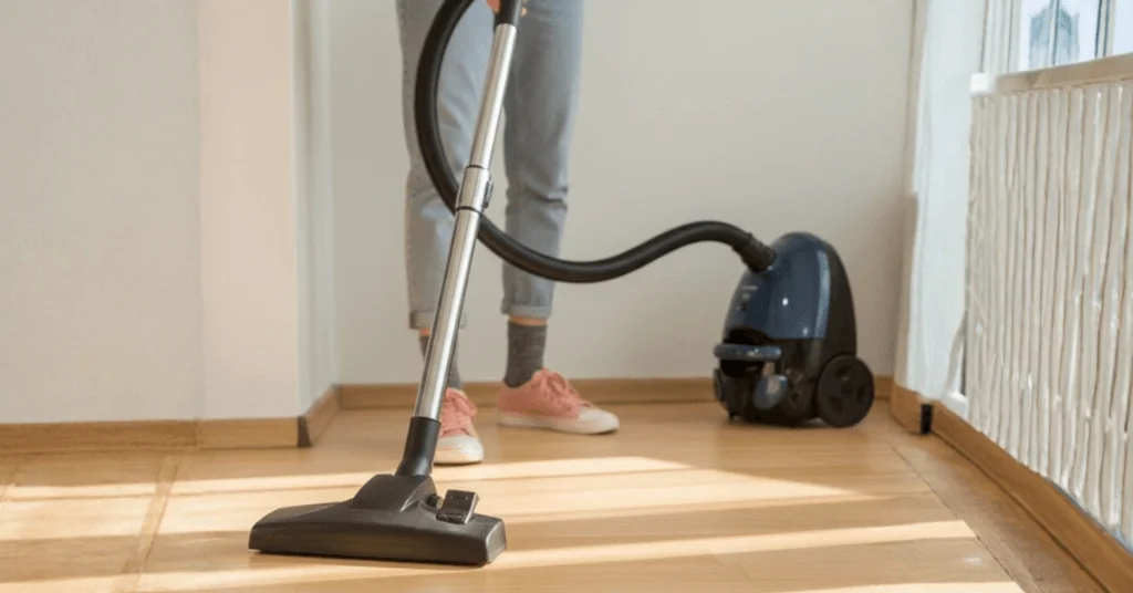 portable vacuum cleaner used in a house