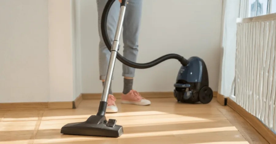 portable vacuum cleaner used in a house