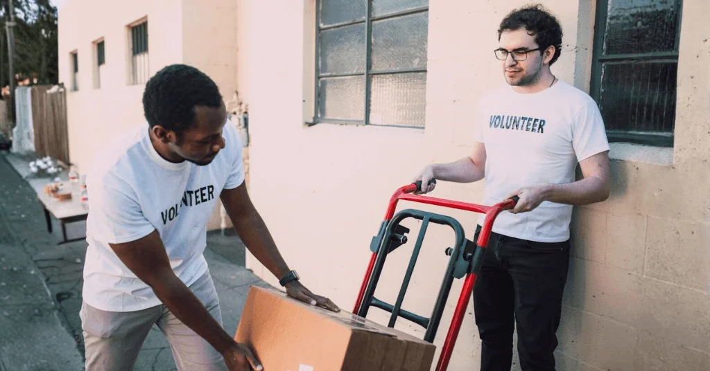 Cargo being loaded onto a service utility cart