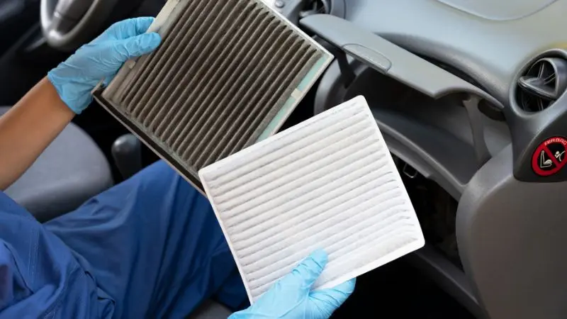 Plugged air filter for the car heater