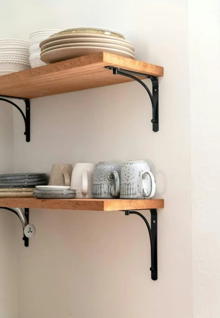 shelf with metal bracket