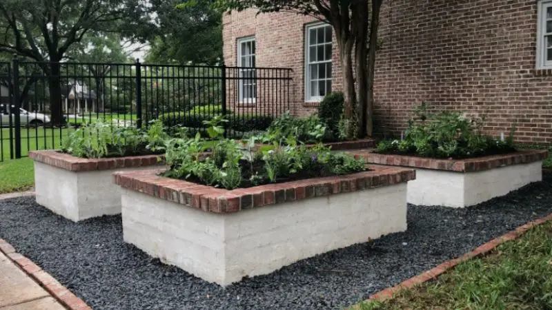 brick and stone garden bed ideas