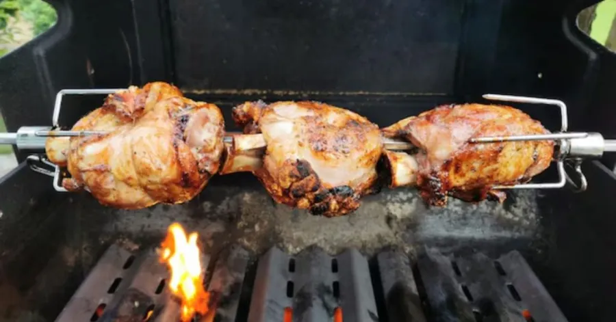 rotisserie chicken on grill