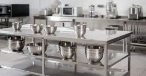 Mesa de cocina industrial de acero inoxidable
