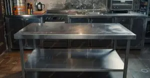 Mesa de preparación de alimentos de acero inoxidable