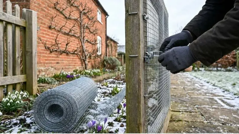 How to attach chicken wire mesh to fence posts