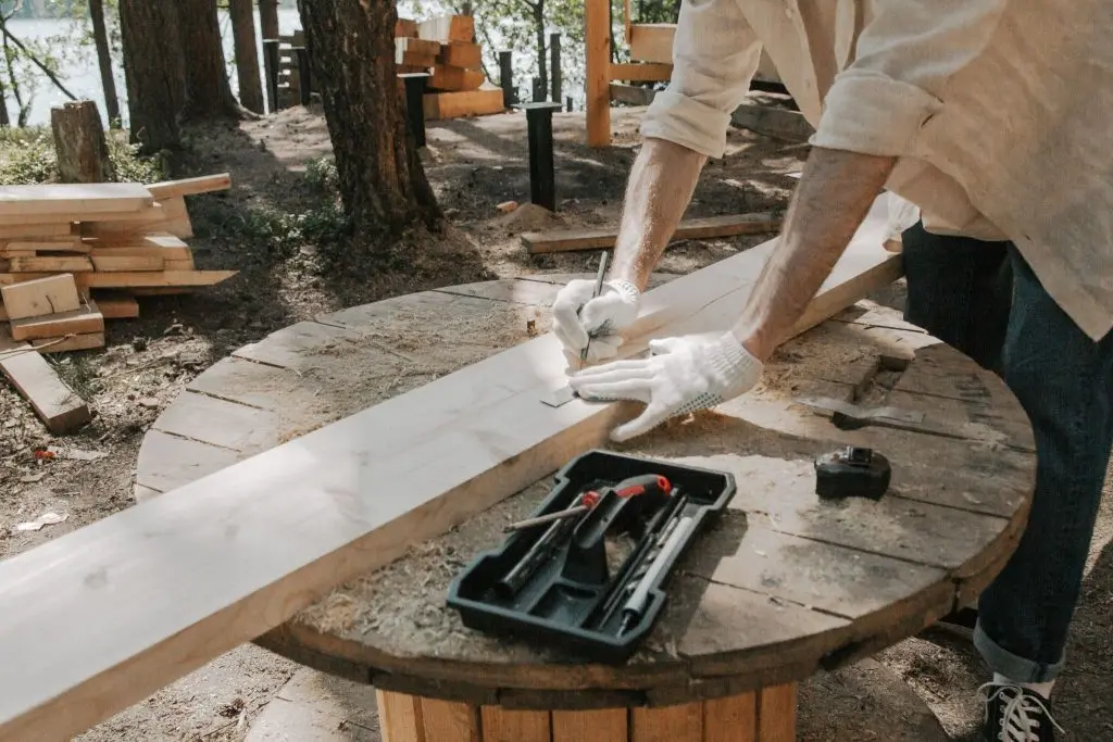 wooden sandpit cover in construction