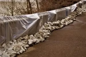 Hand rails completely coated with plastic sheets to act as a vapor barrier. 