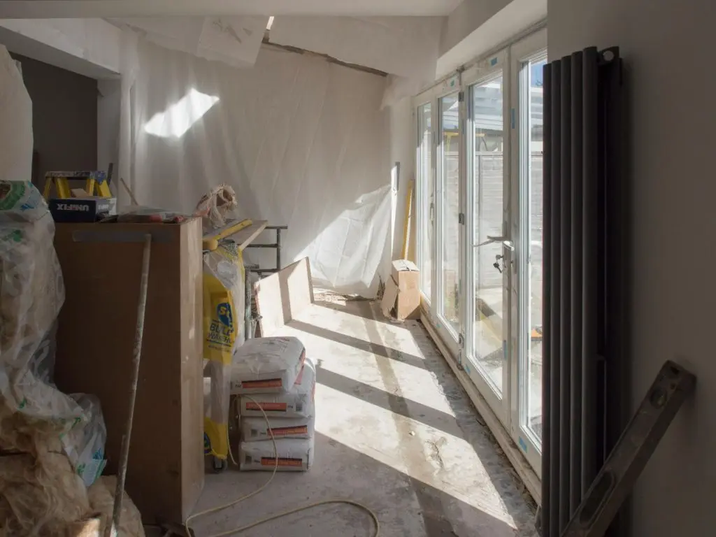 plastic sheeting indoors