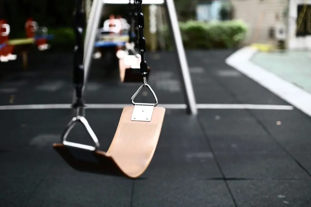 Closeup of a swing set at home