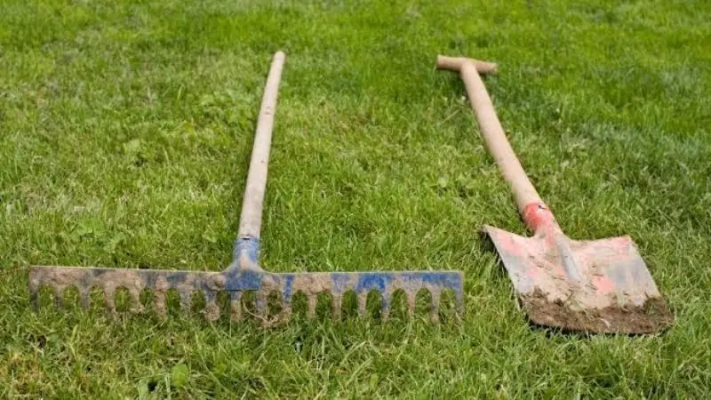 Rake and Shovel for Gravel
