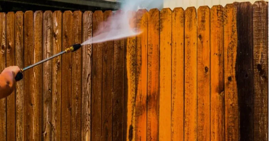 cleaning concrete with a pressure washer