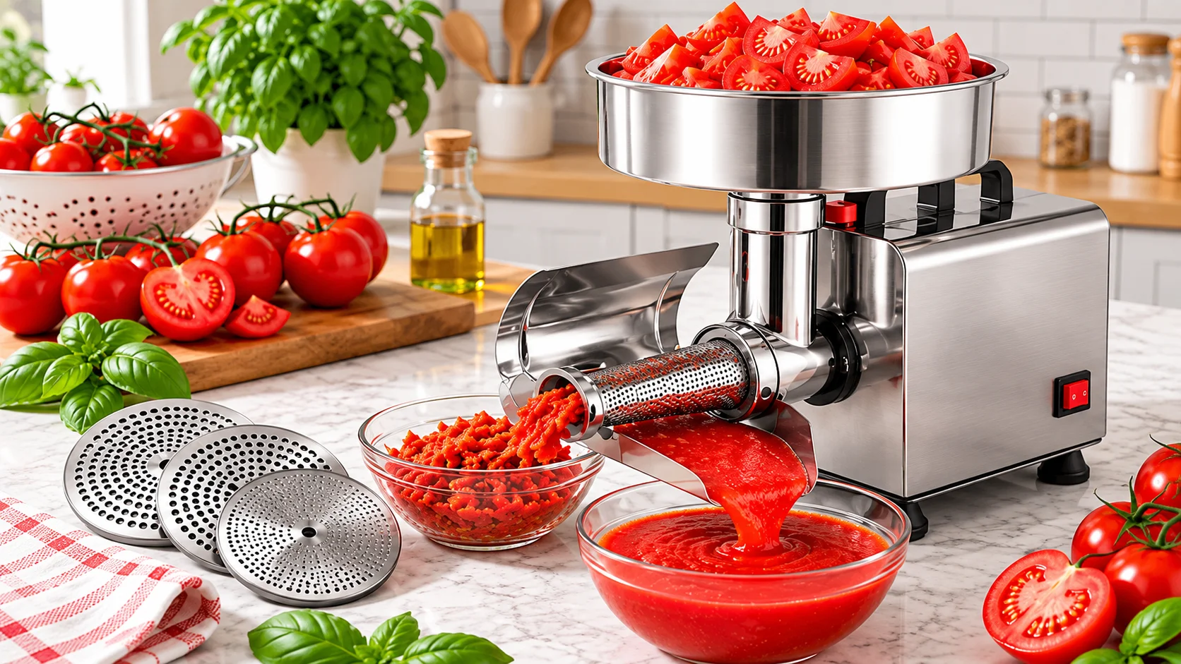 electric food mill for tomatoes processing fresh tomato sauce