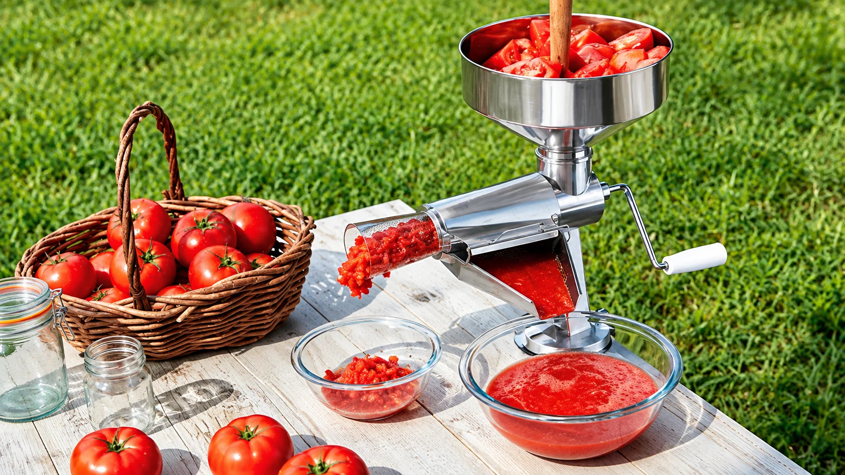 manual food mill for tomatoes making fresh tomato puree