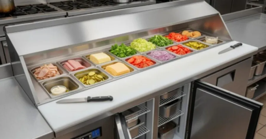 refrigerated sandwich prep table