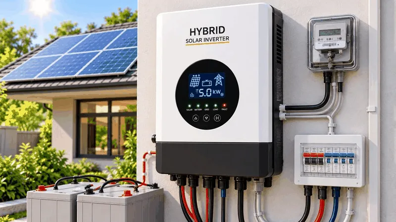 Wall-mounted hybrid solar inverter