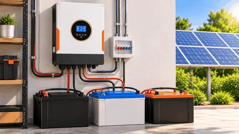 Hybrid solar inverter with battery bank