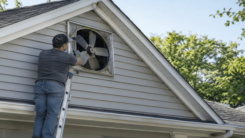 Maintenance of Gable exhaust fan: inspecting and testing