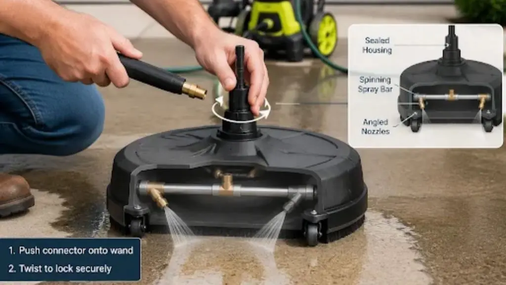 Surface cleaner compatibility: connector and spray bar