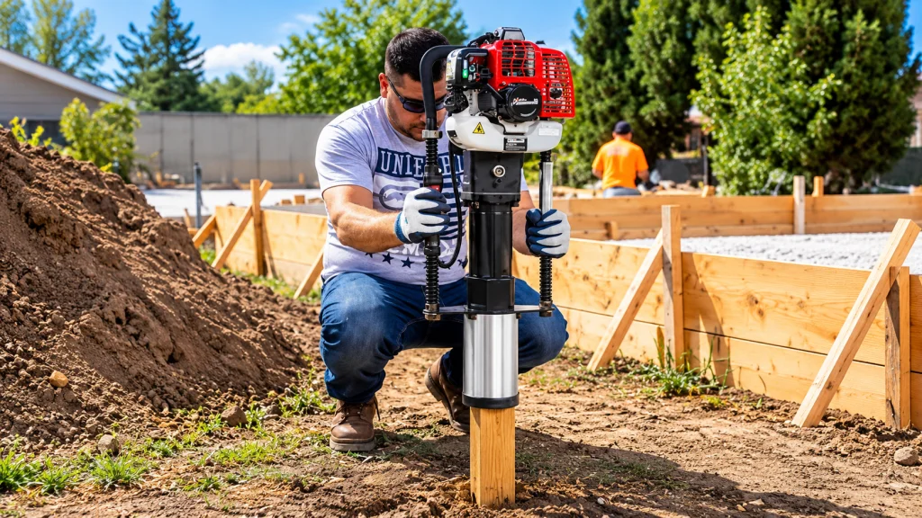 Gas powered T-post driver for fence post installation
