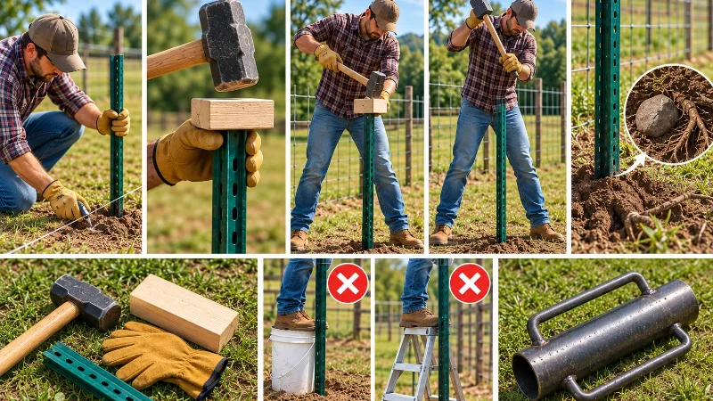 Driving T-posts without a fence post pounder
