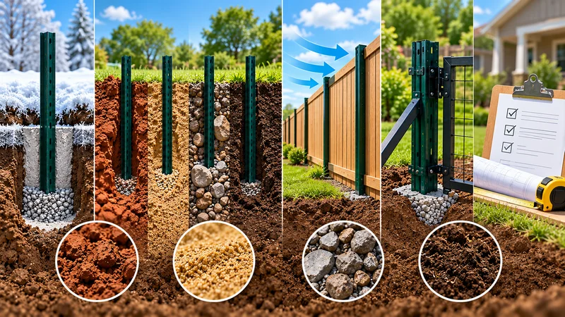 Soil and fence conditions affecting post depth