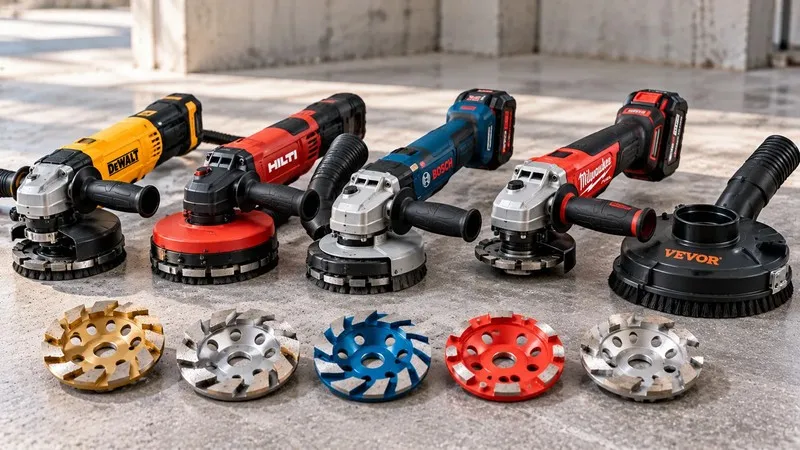 Hand-held concrete grinders with diamond cup wheels