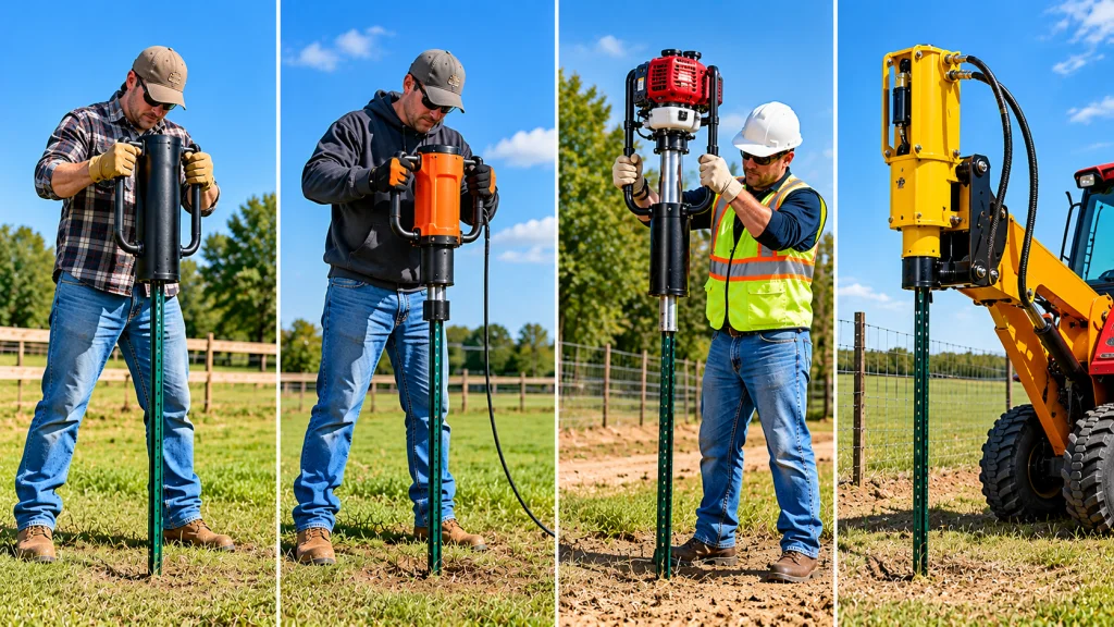 Manual, electric, gas-powered, and hydraulic T-post drivers