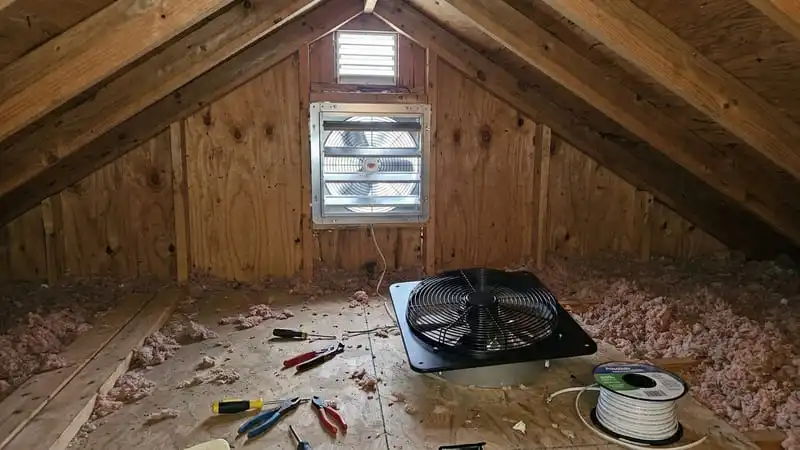 Replacing an old attic fan with a new VEVOR 30 inch exhaust fan

