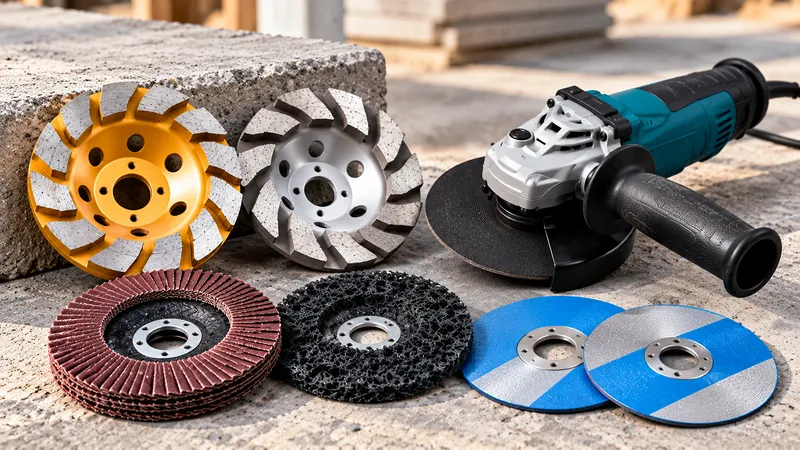 Concrete grinding discs and an angle grinder