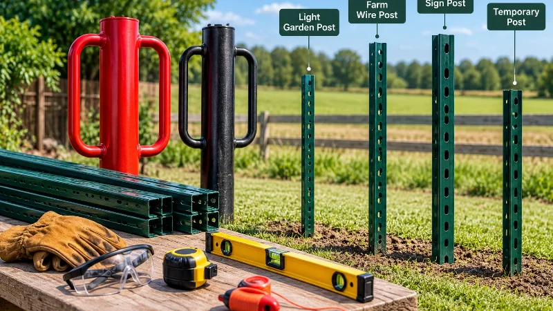 U-channel posts and post drivers for fence installation