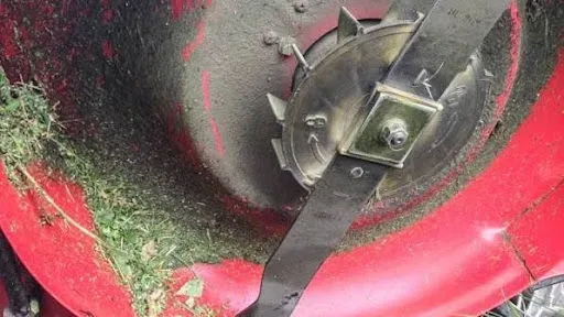 Sharp lawn mower blade mounted under the mower deck