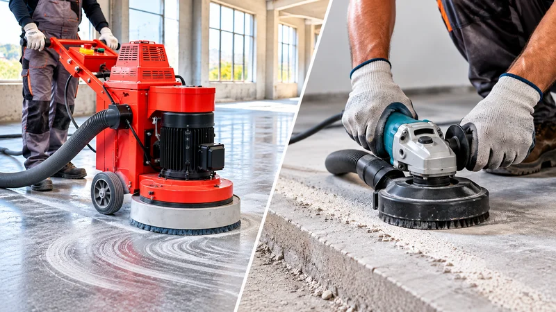 Angle grinder concrete cutting and grinding with diamond wheels